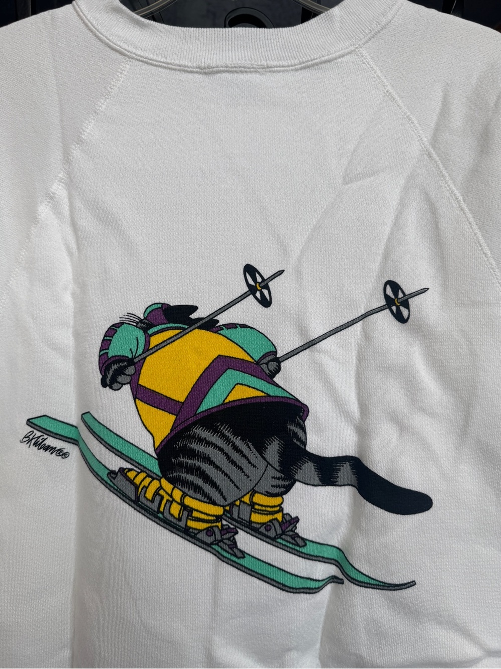 Vintage 70s Rare Large Crazy Shirts Hawaii B. Kliban Ski Cat Sweatshirt - Picture 12 of 13
